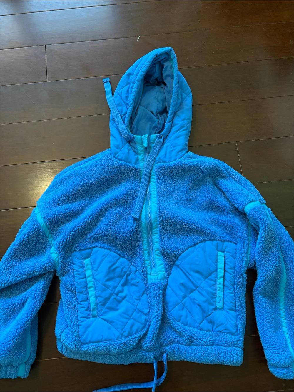 Blue Sherpa Hoodie Jacket - Cozy Zip Front